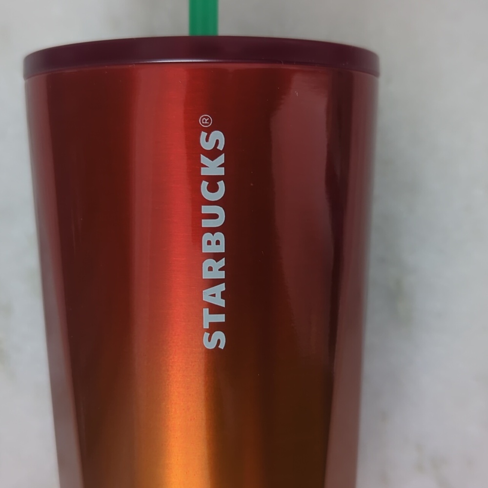 Starbucks 2022 Yellow Red Fire Heat Ombré Steel 24oz Venti Tumbler Cold Cup - Picture 5 of 5